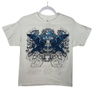 Audio Council T Shirt Size L‎ G White Graphic Print Cotton Y2K